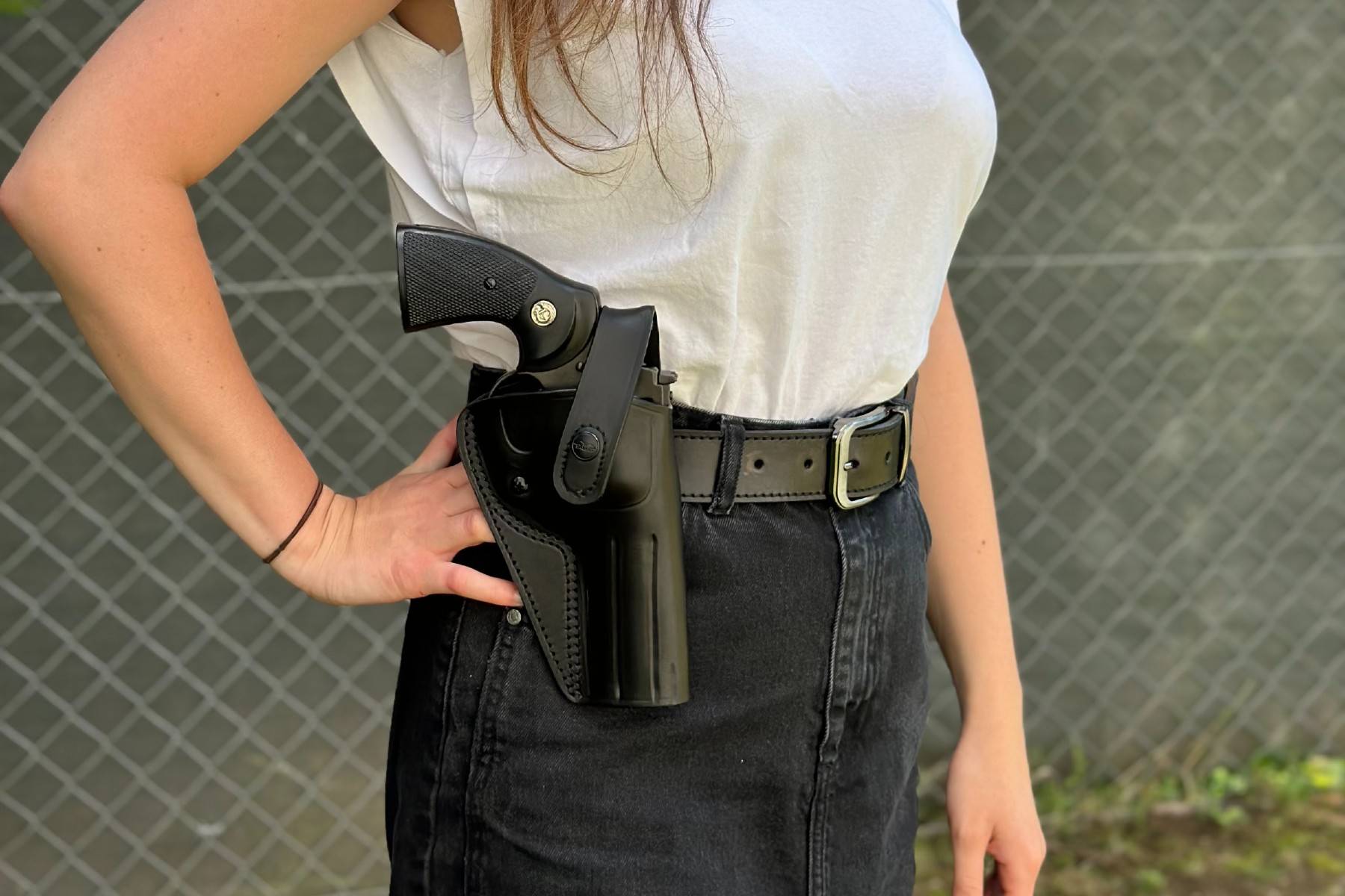 Leather belt gun holster hotsell