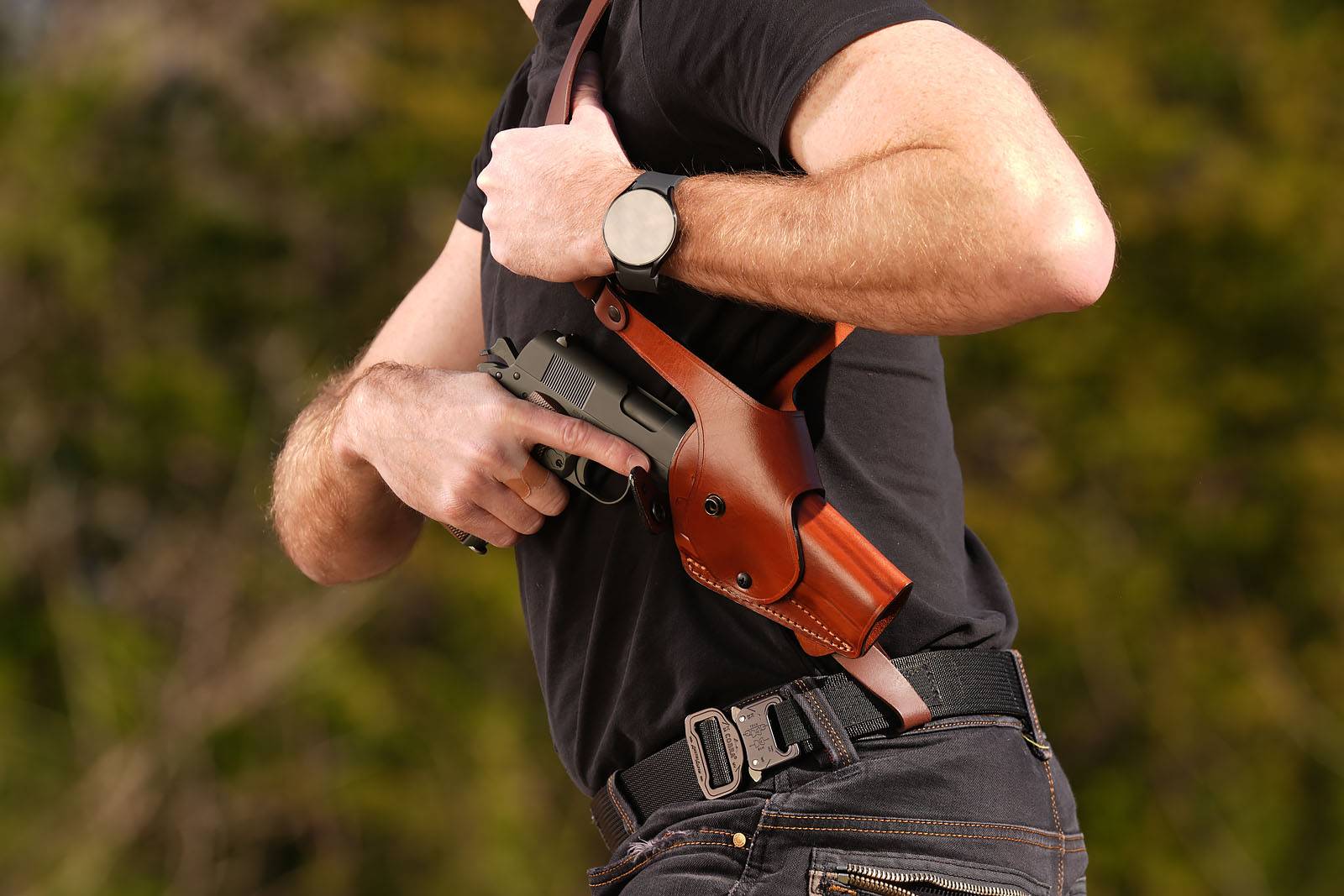 Dry firing with a shoulder holster