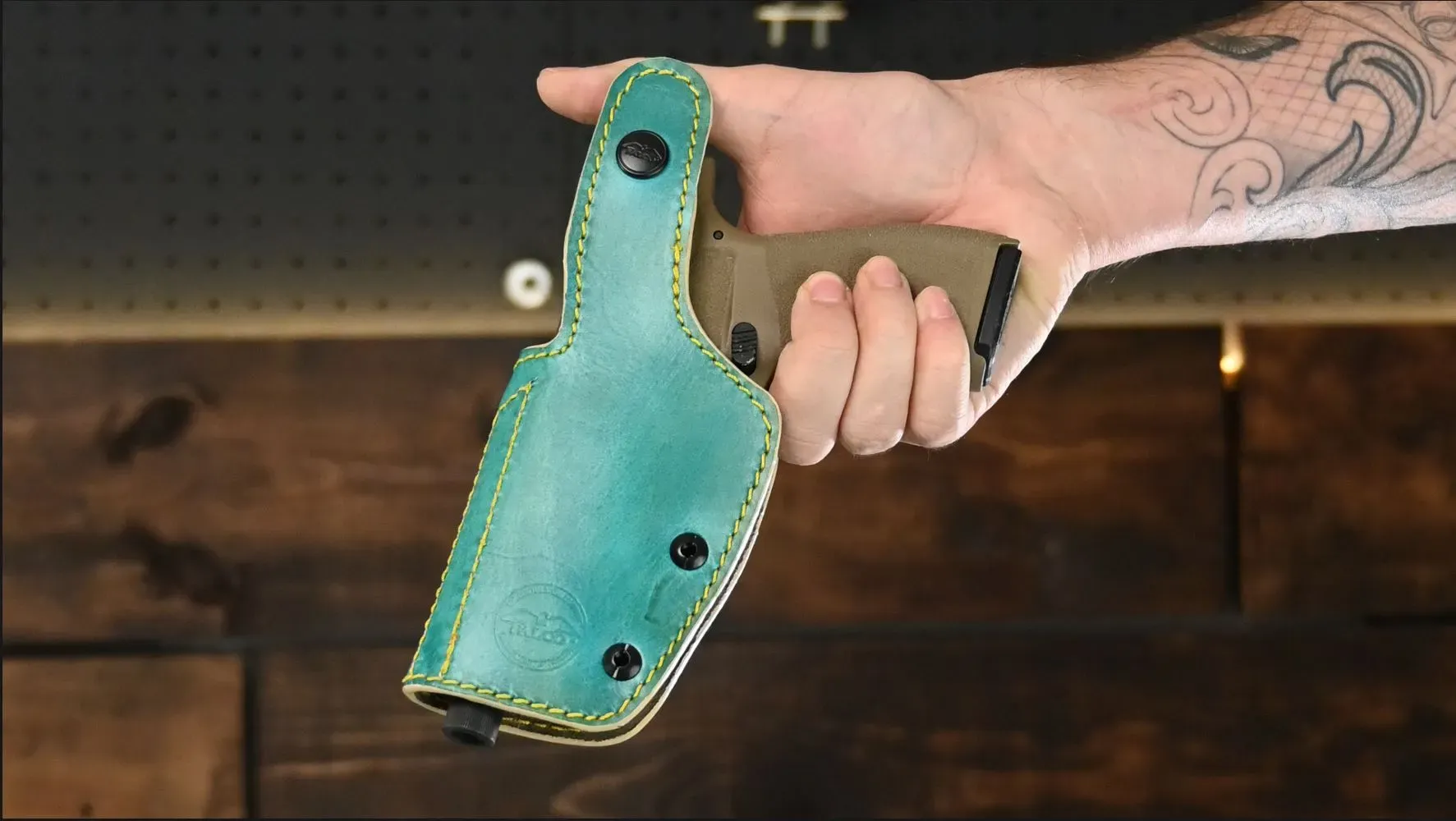 Rear view of A123 holster with adjustable retention