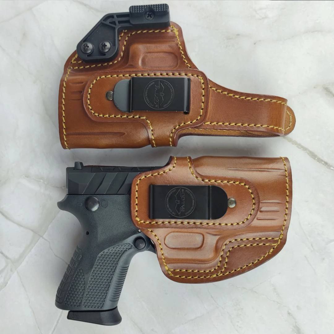 IWB leather holster made of full-grain leather highlighting double stitching