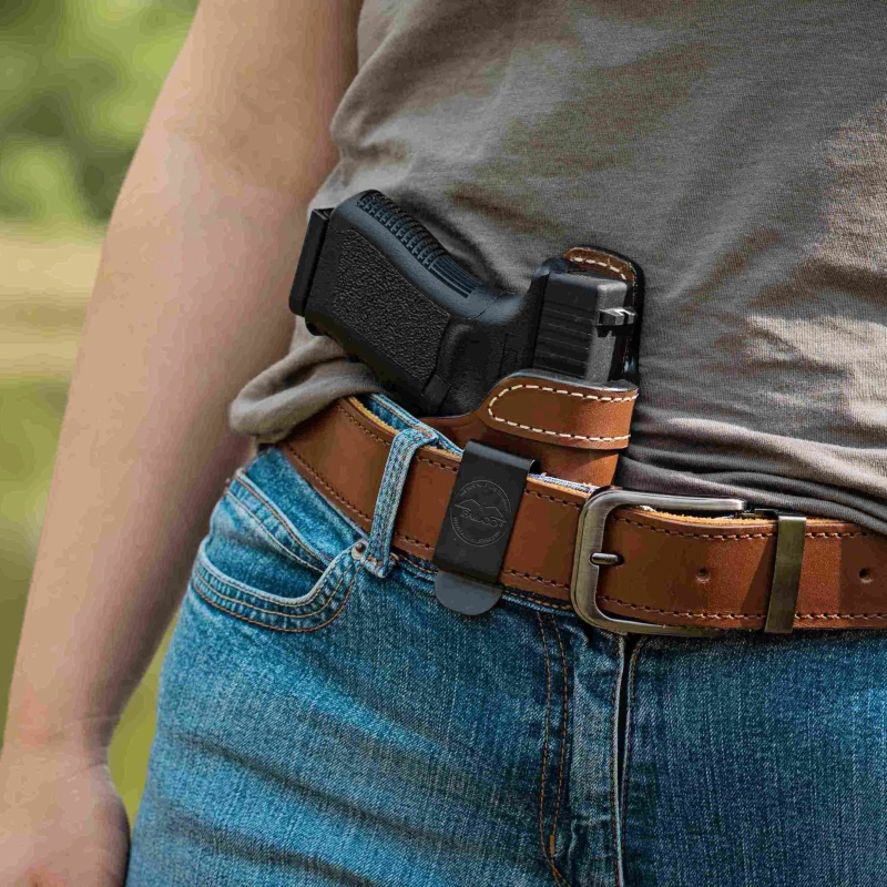 Timeless Open-Top IWB Leather Custom Holster for Gun with Laser